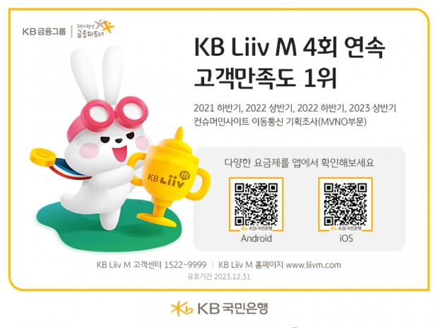 KB Liiv M, 2023년 상반기 이동통신 이용자 만족도 1위 선정