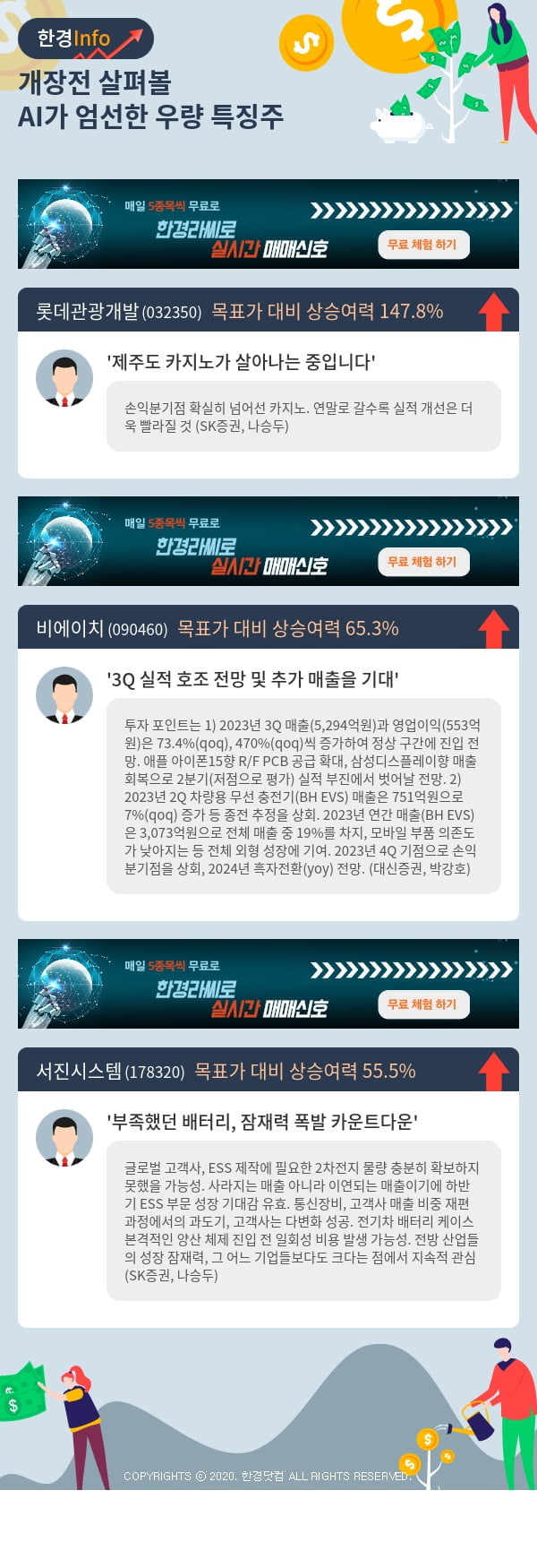 개장전 살펴볼 AI가 엄선한 우량 특징주