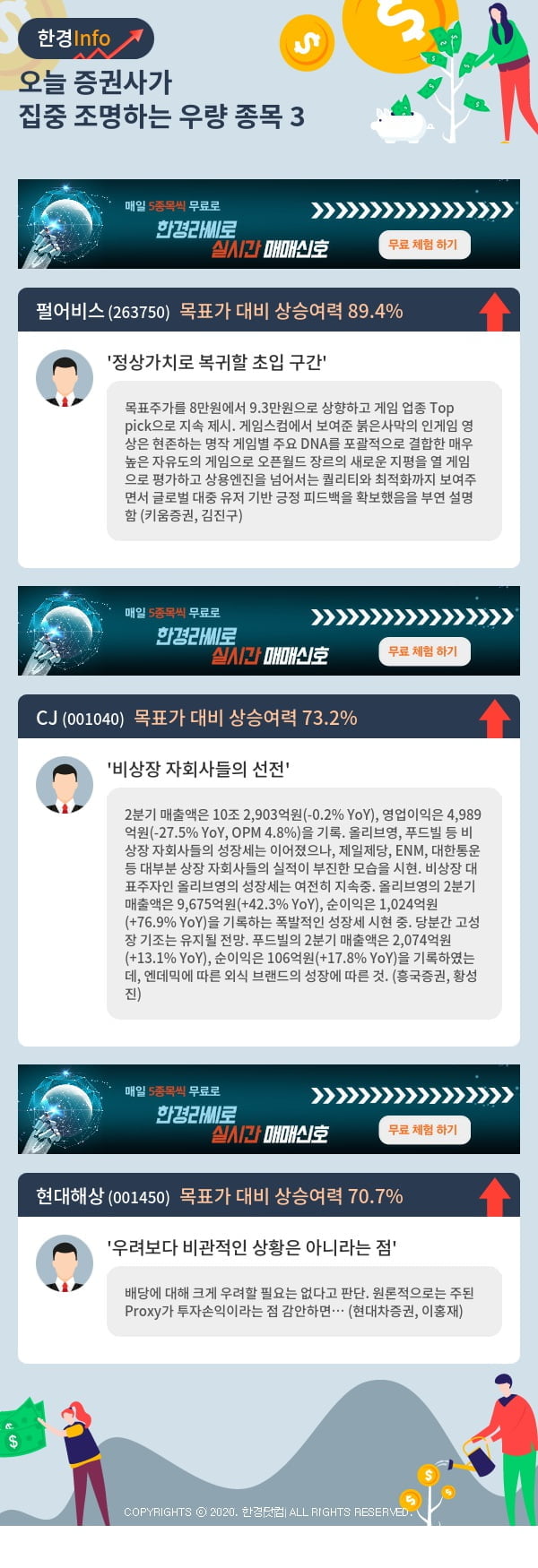 오늘 증권사가 집중 조명하는 우량 종목 3