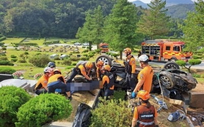 성묘 후 공원묘지 내리막길서 승용차 추락…80대 노부부 '참변'