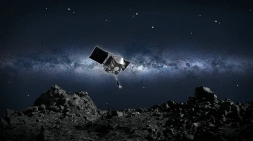 소행성 베누의 암석 샘플을 채취한 오시리스-렉스 탐사선    자료 : NASA