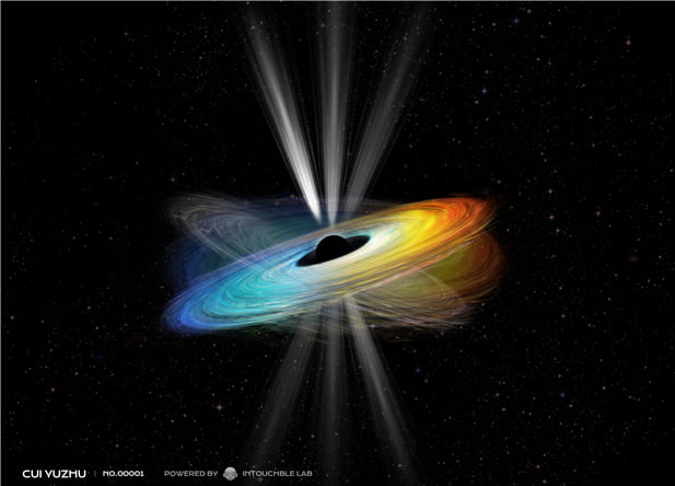 세차운동 중인 블랙홀 주변 부착원반 모습.