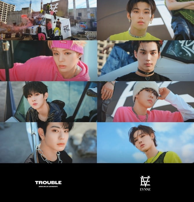 이븐(EVNNE), 데뷔 타이틀곡 ‘TROUBLE’ 뮤직비디오 티저 공개…와일드한 모습 ‘설렘 자극’