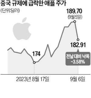 中 '공무원 아이폰 금지령'에 날벼락 맞은 애플 3.6% 급락