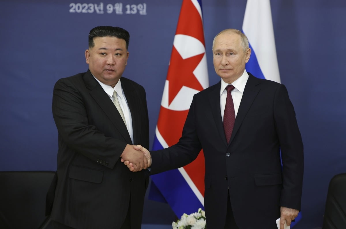 사진은 김정은 북한 국무위원장(왼쪽)과 블라디미르 푸틴 러시아 대통령의 모습. (사진=연합뉴스)