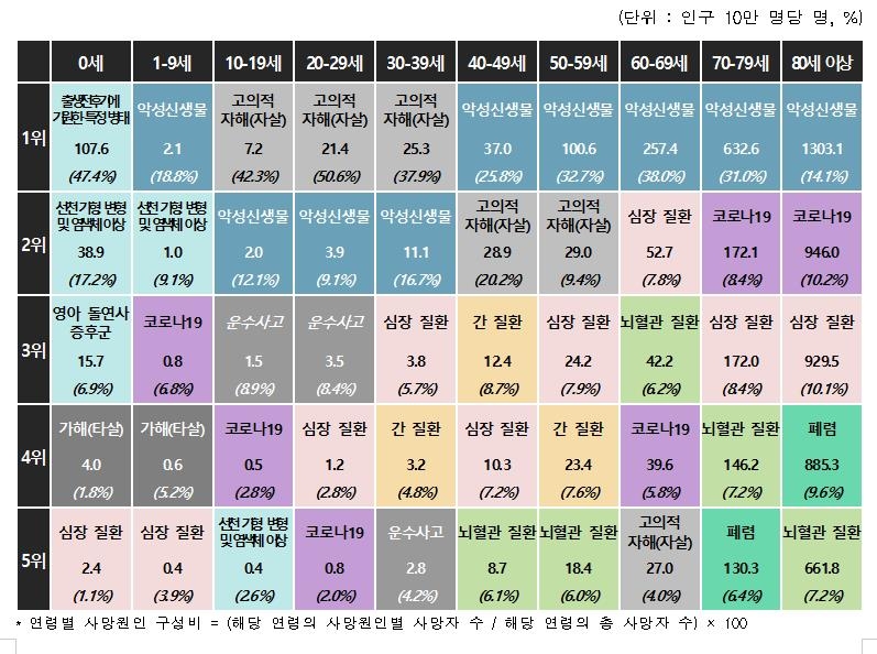 작년 사망원인 1위 '암'…10∼30대는 자살이 가장 많아