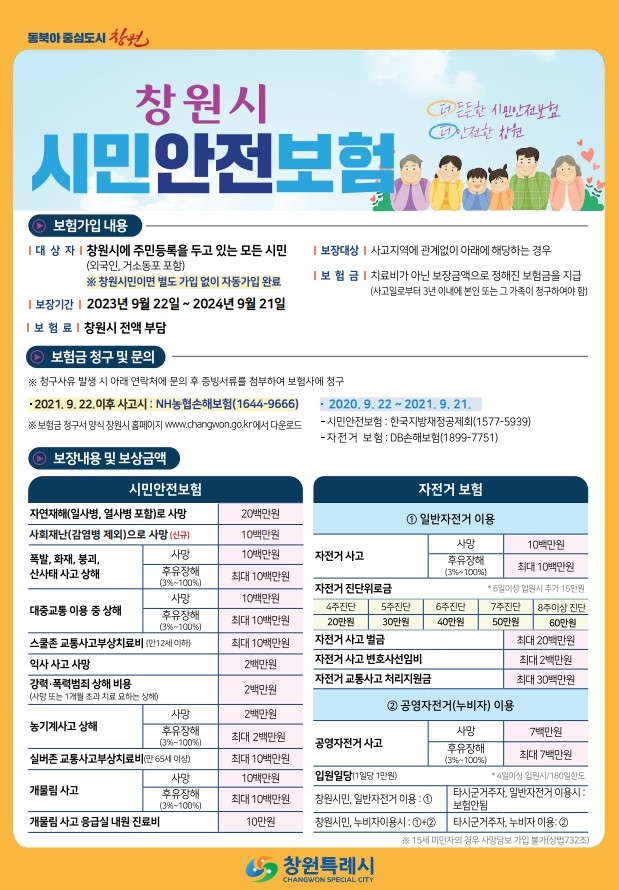 인파사고 포함 사회재난 피해도 보장…창원시 시민안전보험 확대