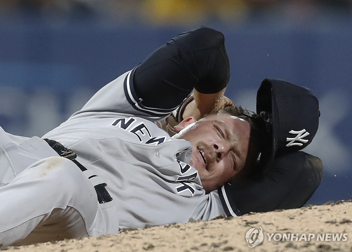 '아찔한 순간'…배지환 시속 162㎞ 타구, 양키스 투수 머리 강타(종합)