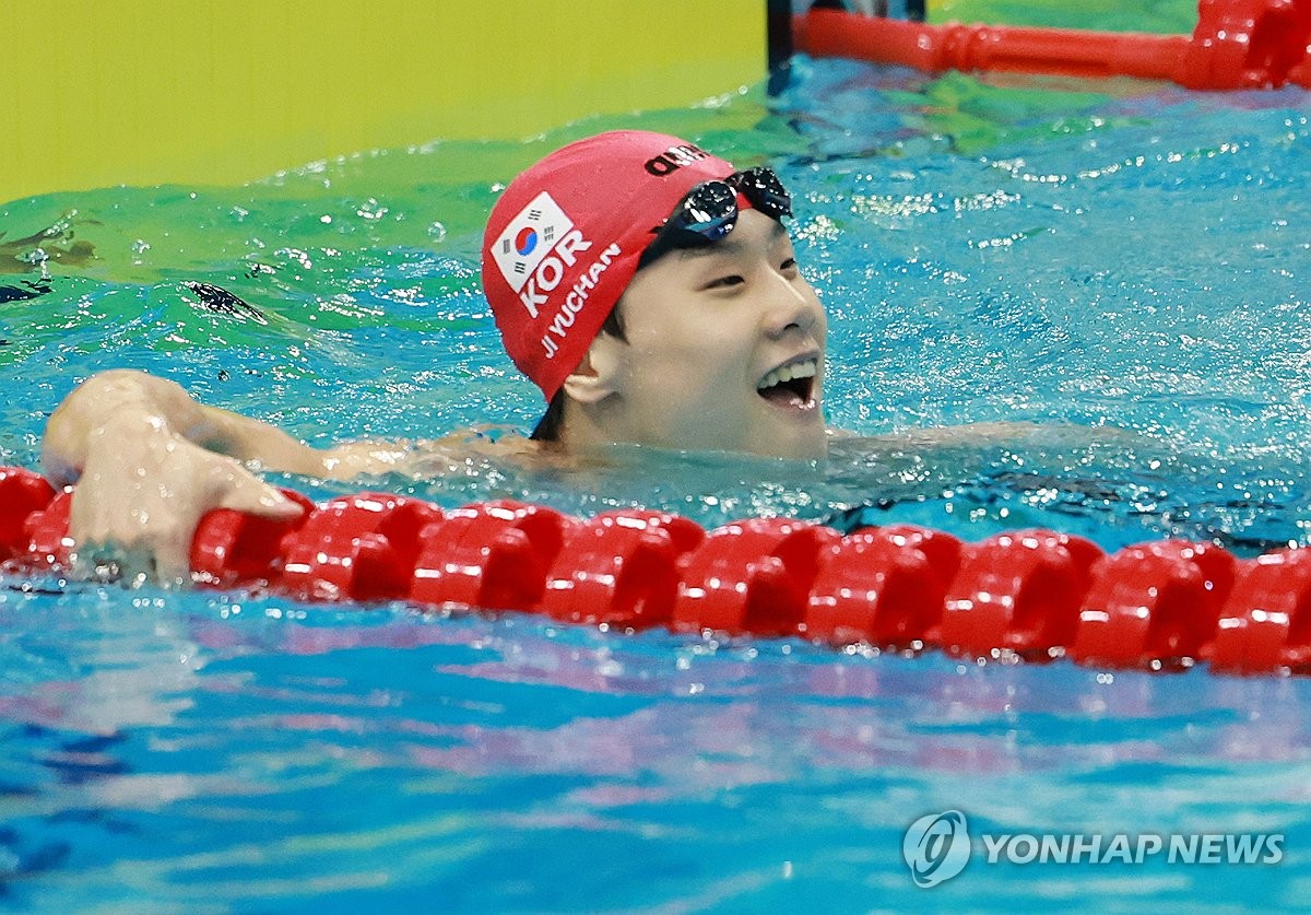 [아시안게임] 지유찬, 자유형 50ｍ '21초84' 대회신기록…"금메달 도전"(종합)