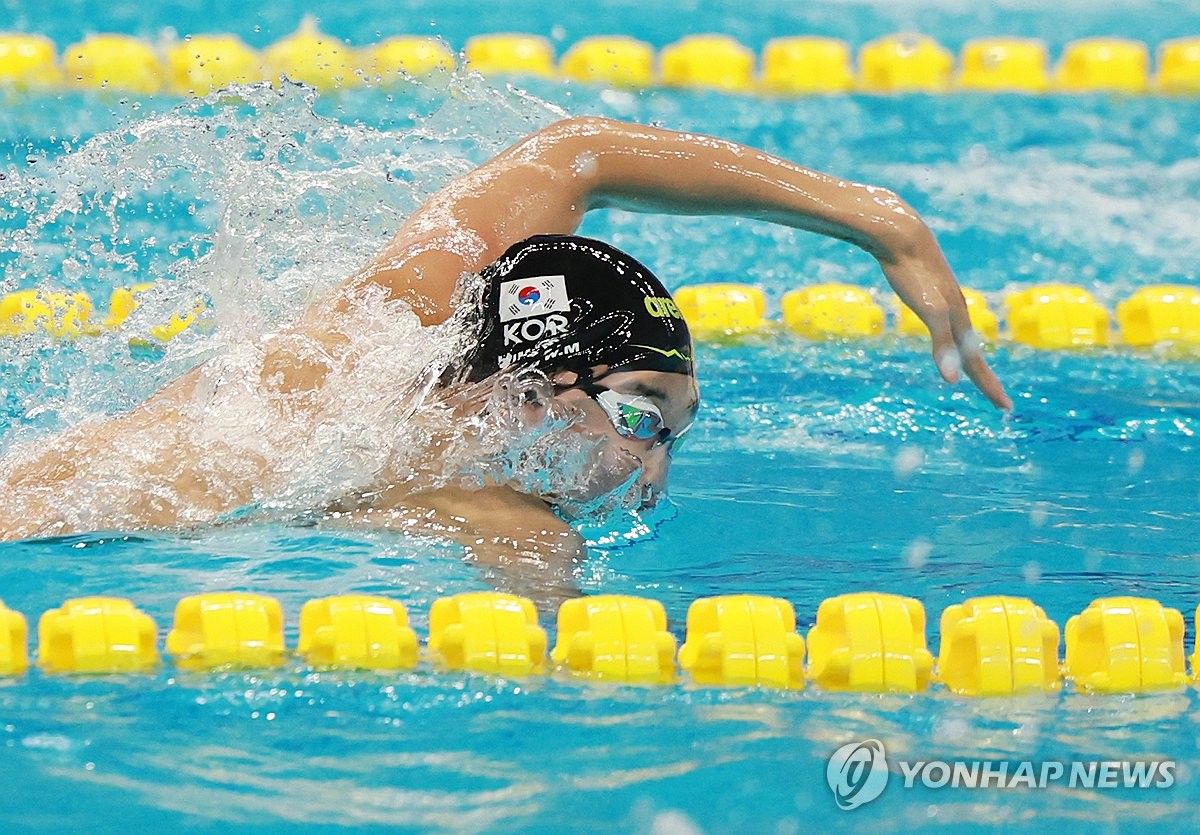 [아시안게임] 김우민, 자유형 800ｍ서 쑨양의 대회기록 깨고 금메달…2관왕(종합)