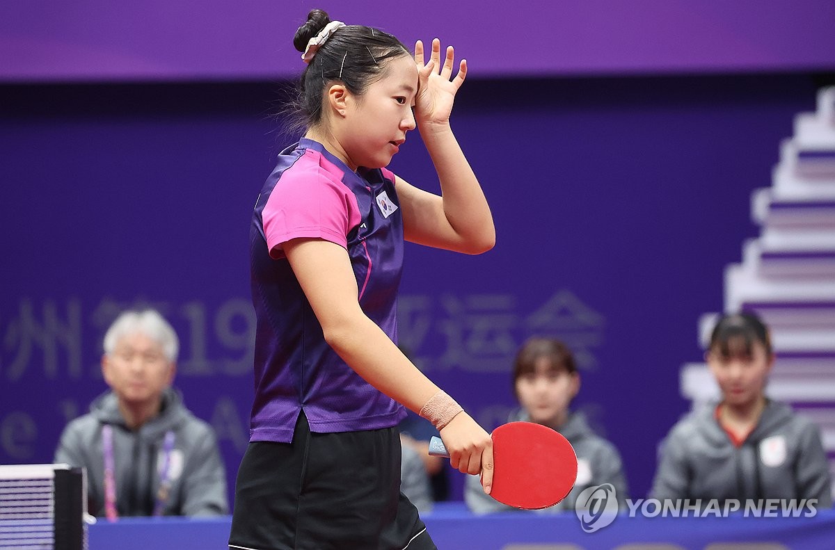 [아시안게임] 한국 여자탁구, 일본에 져 단체전 동메달…신유빈 2패