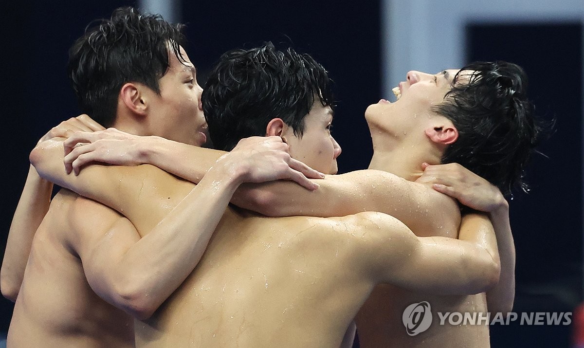 [아시안게임] 한국, 남자 계영 800ｍ 아시아신기록…단체전 사상 첫 금(종합)