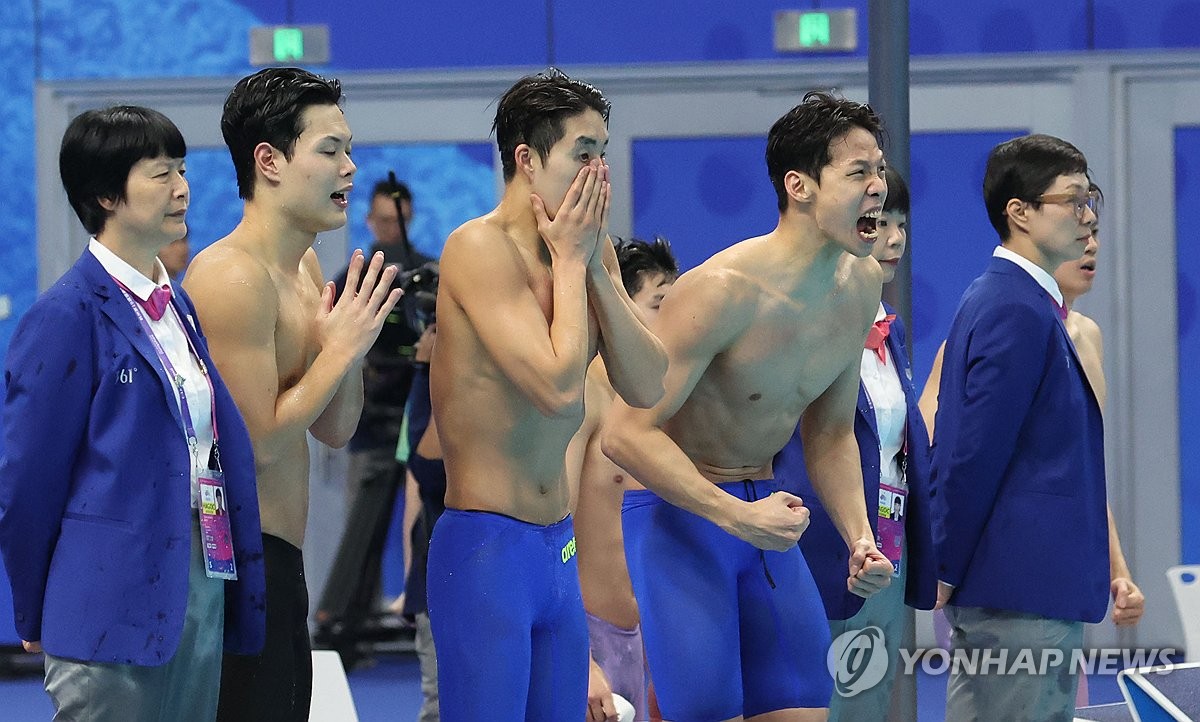 [아시안게임] 아시아 정상 오른 남자 계영 800ｍ "이젠 올림픽, 세계선수권"