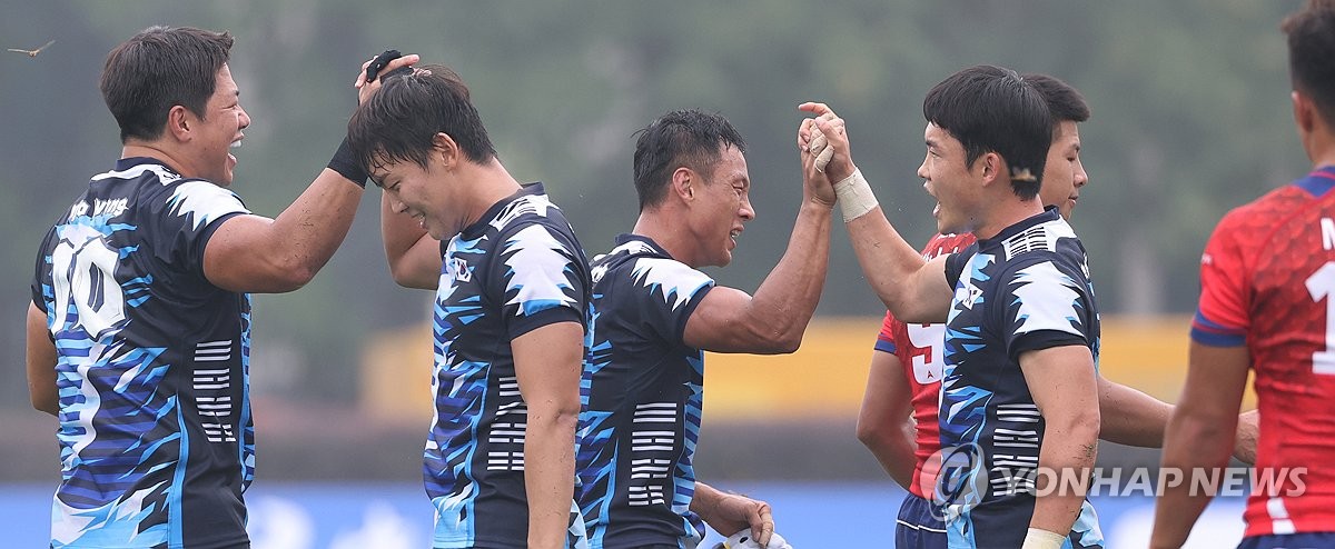 [아시안게임] 한국 럭비, 17년 만의 은메달…결승서 홍콩에 7-14 패배