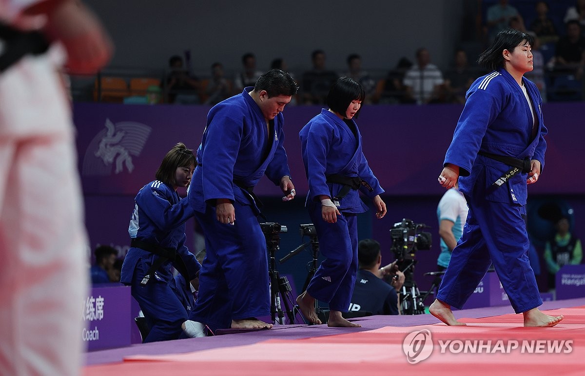 [아시안게임] 한국 유도, 단체전 준결승서 일본에 0-4 완패…금메달 불발