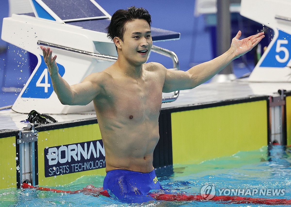 [아시안게임] 백인철, 아시안게임 남자 접영 50ｍ 금메달…한국·대회신기록(종합)