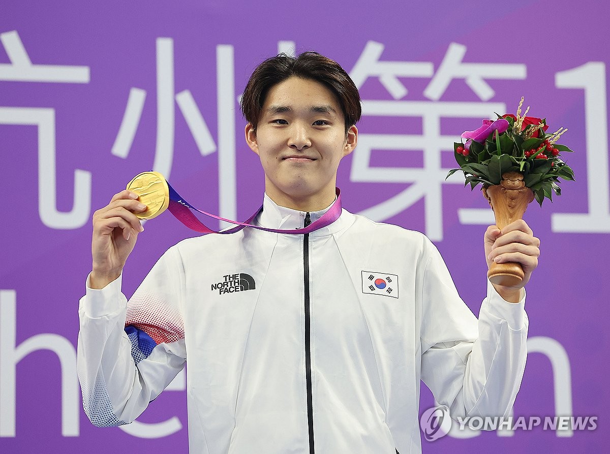 [아시안게임] 김우민·백인철 금빛 역영…권세현은 여자 평영 200ｍ 2위(종합)