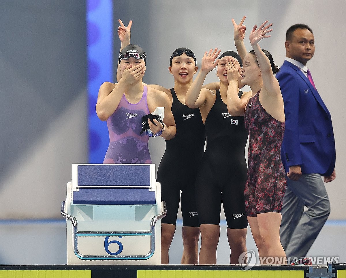 [아시안게임] 김서영 등 한국 여자계영 800ｍ, 한국신 세우며 '감격의 3위'