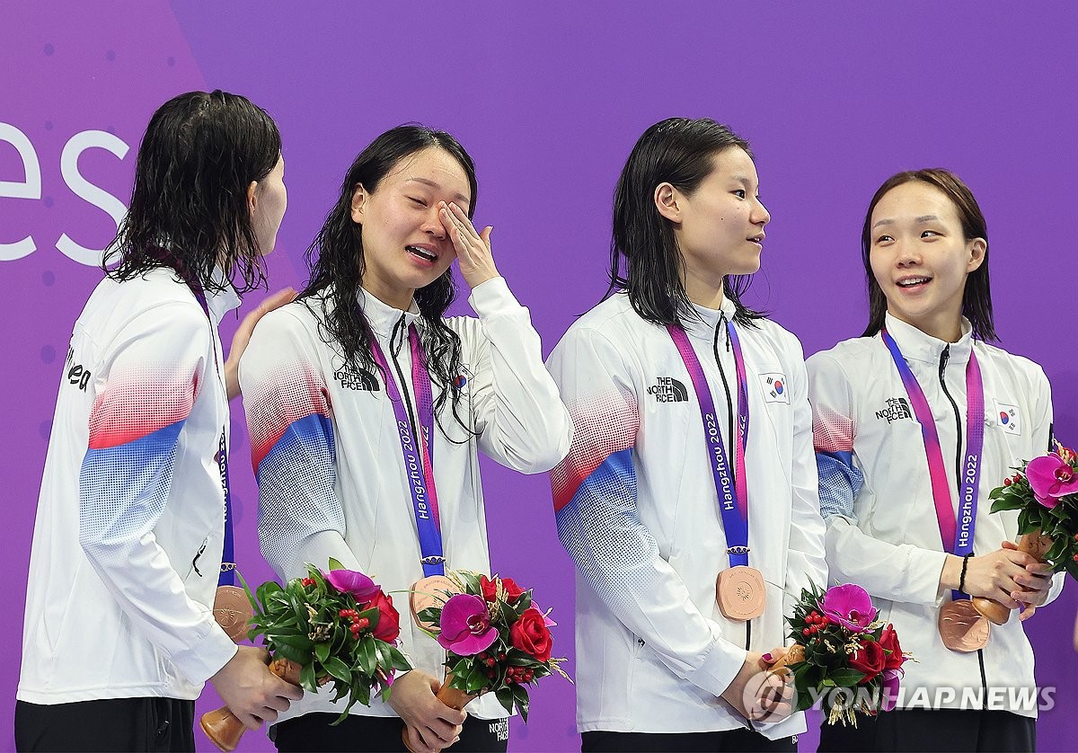 [아시안게임] 김서영 등 한국 여자계영 800ｍ, 한국신 세우며 '감격의 3위'