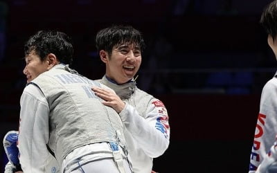 [1보] 한국 펜싱 남자 플뢰레, 아시안게임 단체전 2회 연속 금메달