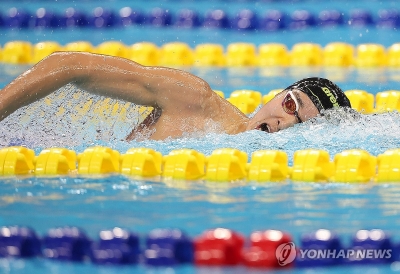 [아시안게임] 김우민, 자유형 400ｍ 1위로 결승 진출…3관왕 향해 전진