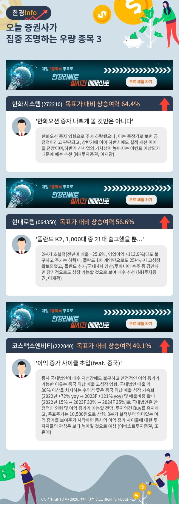 오늘 증권사가 집중 조명하는 우량 종목 3