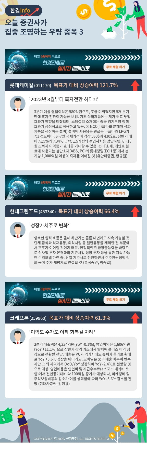 오늘 증권사가 집중 조명하는 우량 종목 3