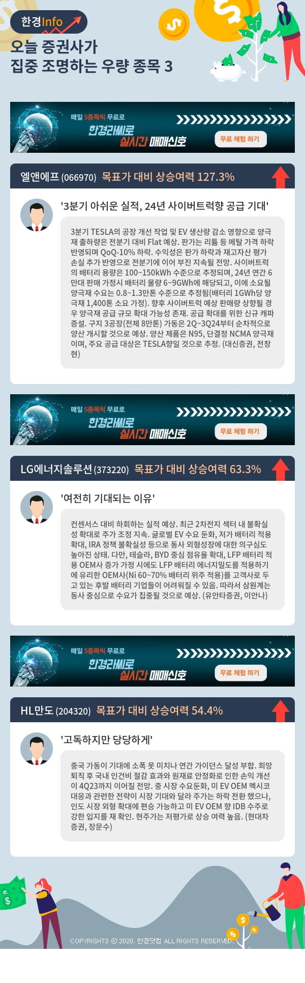 오늘 증권사가 집중 조명하는 우량 종목 3