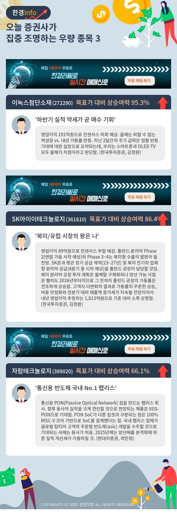 오늘 증권사가 집중 조명하는 우량 종목 3