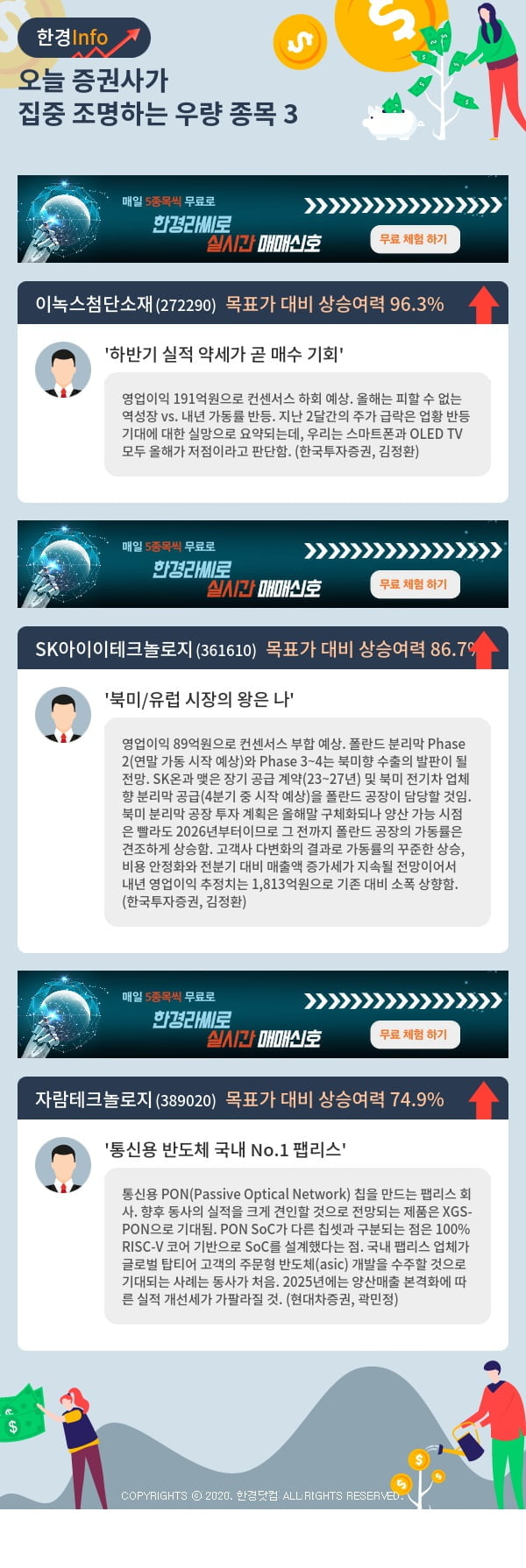 오늘 증권사가 집중 조명하는 우량 종목 3