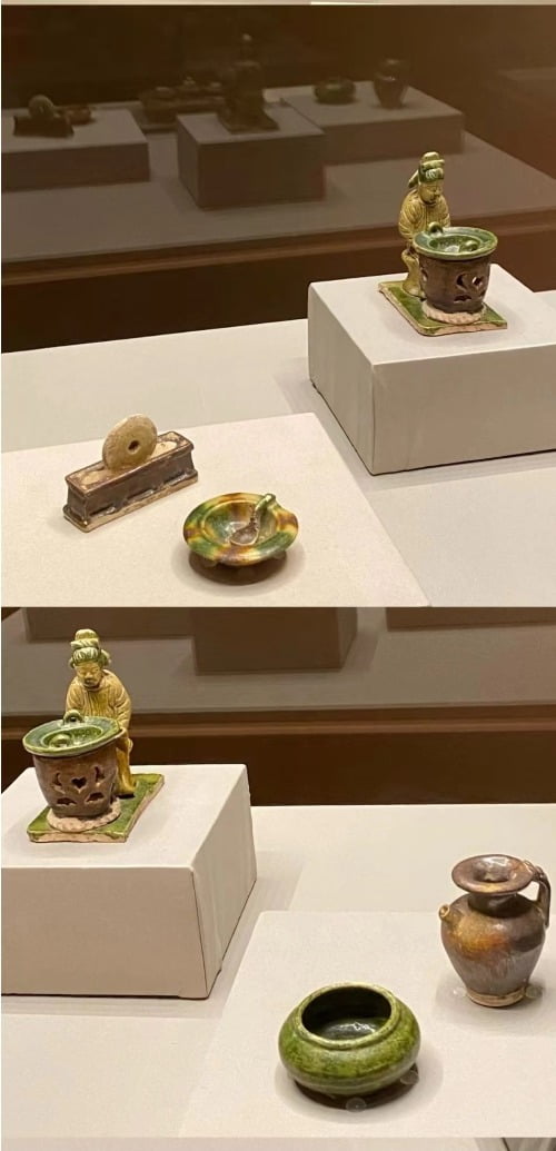 당(618-907) 
삼채전차좌용모형(三彩煎茶坐俑模型) 
허난성 공이시 사마가족묘지 출토 
(河南省鞏義市司馬家族墓地出土)