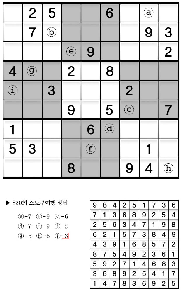 [수학 두뇌를 키워라] 스도쿠 여행 (821)