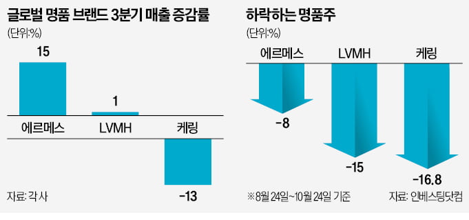 피크 찍은 명품시장…에르메스, 나홀로 질주