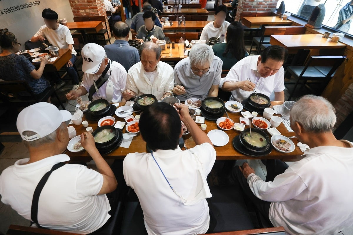 어르신들이 서울 시내 한 삼계탕 음식점에서 식사하고 있다. 사진=연합뉴스