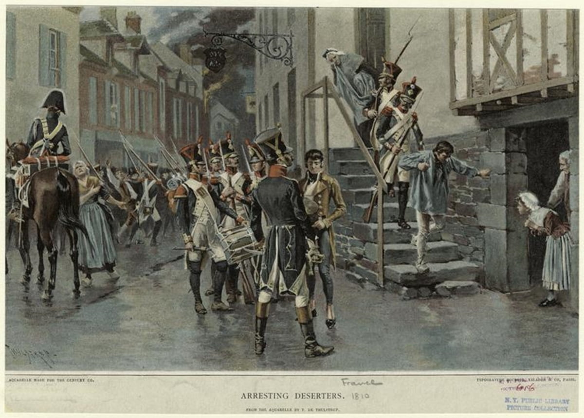 탈영병 체포에 나선 나폴레옹 군대. 자료=뉴욕 퍼블릭 라이브러리