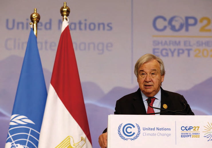 COP27, 개도국 기후 재앙 기금 조성을 극적으로 타결한 안토니우 구테흐스 유엔 사무총장. 그는 최근 지구 열대화 시대를 선언했다.
