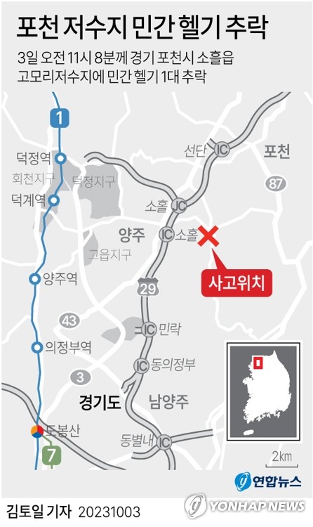 포천 사고 헬기 기장은 40여년 경력 베테랑…단독 비행중 사고