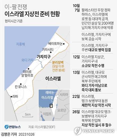 이스라엘 안식일밤 탱크 진격…조여드는 지상침투에 불타는 가자