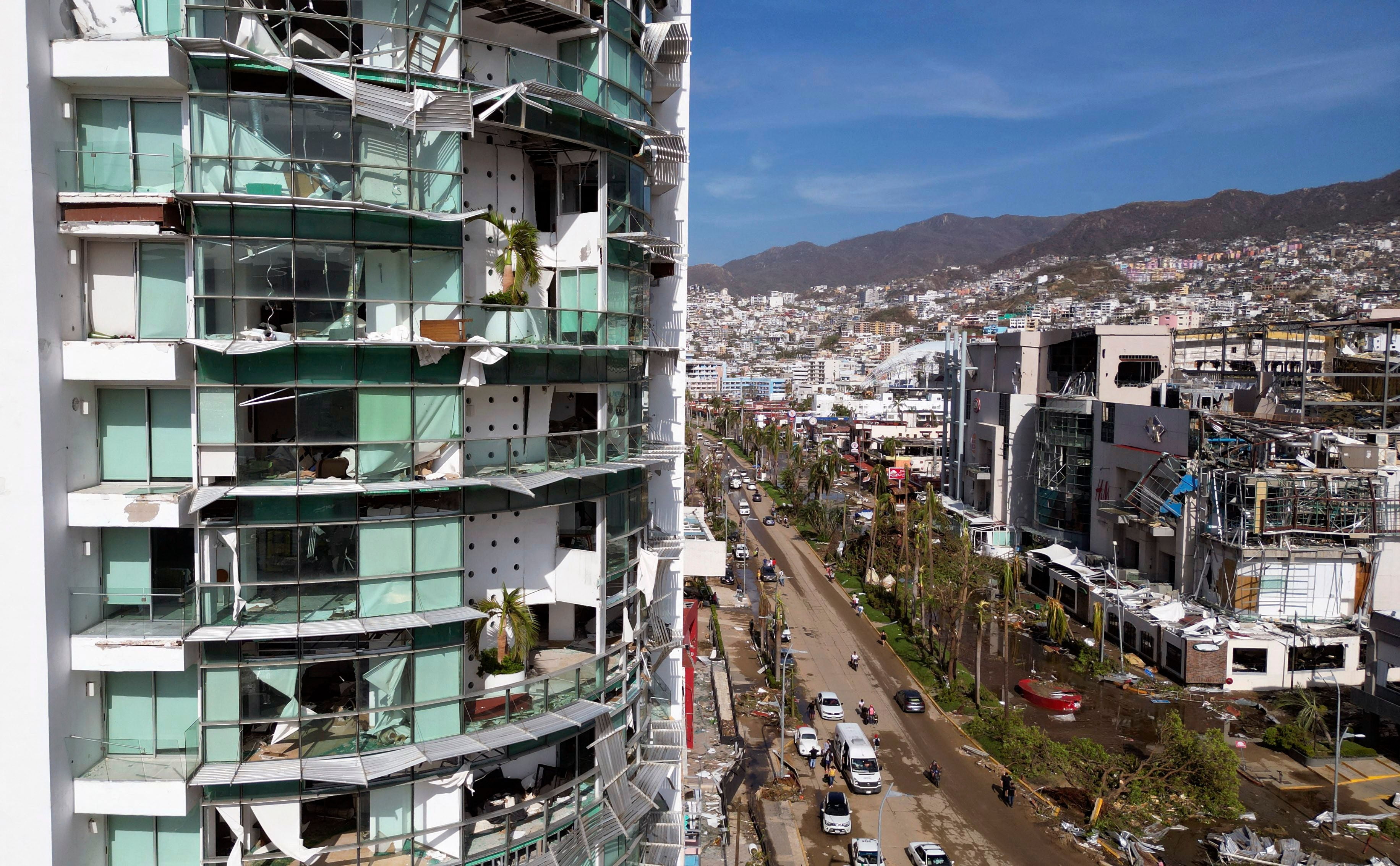  허리케인으로 파손된 멕시코 휴양지 건물 /사진=연합뉴스(AFP)