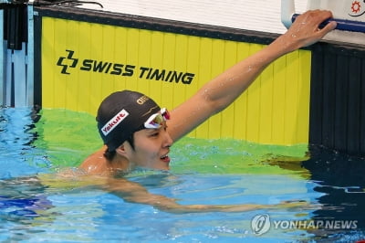 [전국체전] '항저우 3관왕' 수영 김우민, 자유형 400ｍ 금메달…3관왕 확보