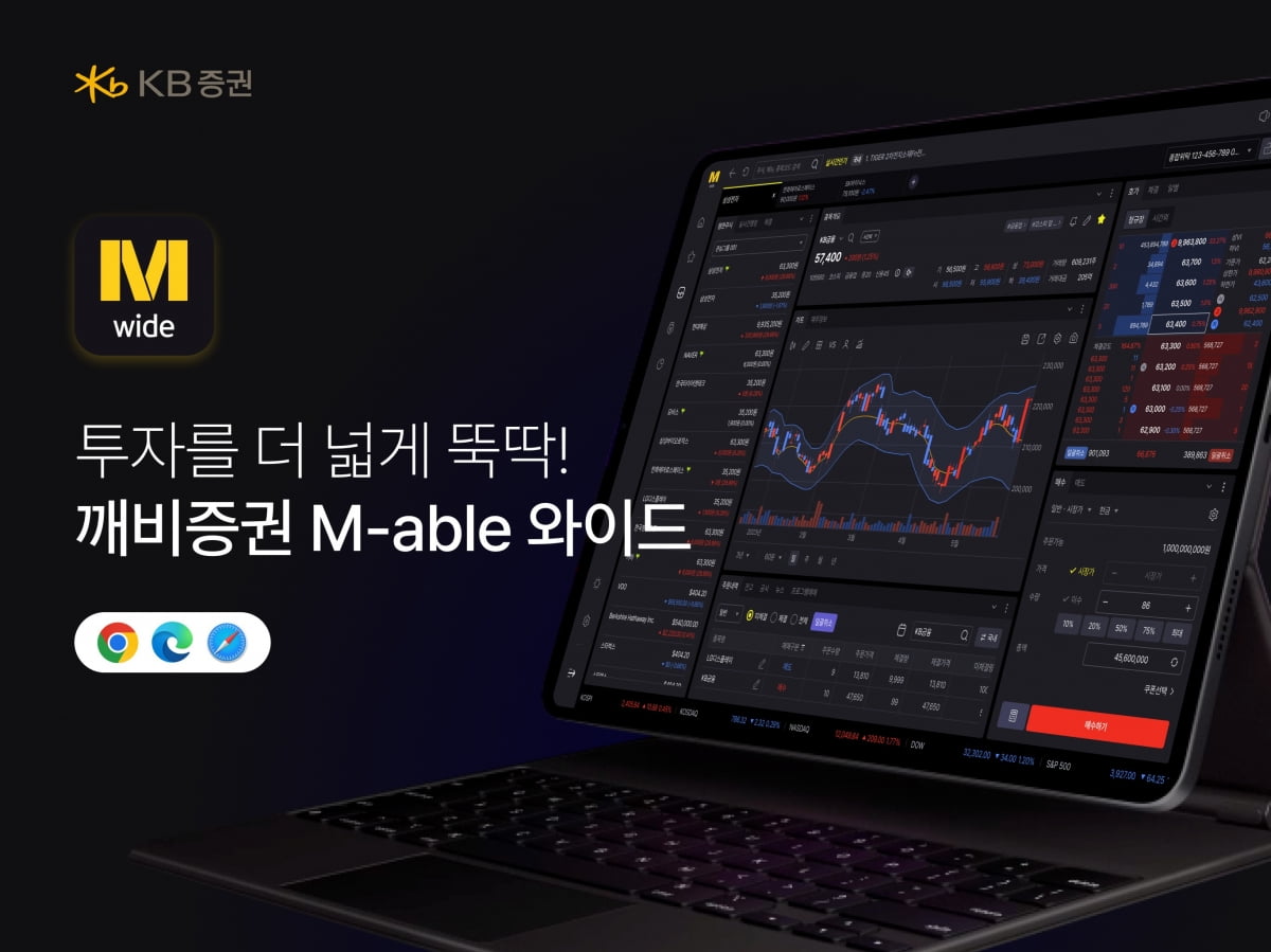 KB증권, 맥북&태블릿PC에서 주식거래 가능한 'M-able 와이드' 서비스 출시./사진=KB증권