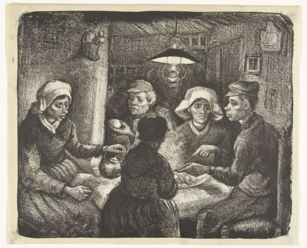 감자 먹는 사람들 석판화(1885년)