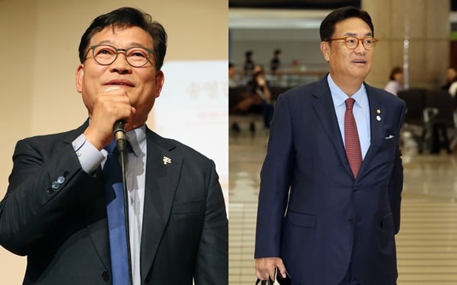 송영길 전 더불어민주당 대표(왼쪽), 정진석 국민의힘 의원. / 사진=뉴스1