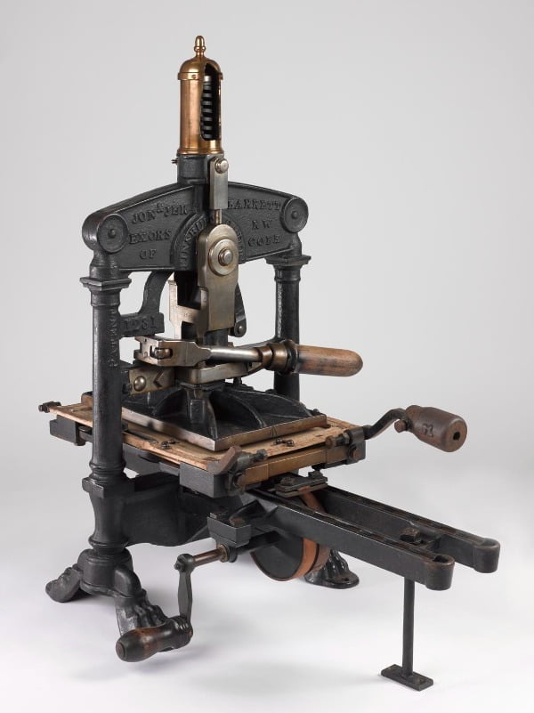 Albion Printing Press, 1838
MADE: 1838 in London
MAKER: John Hopkinson
© The Board of Trustees of the Science Museum, London 