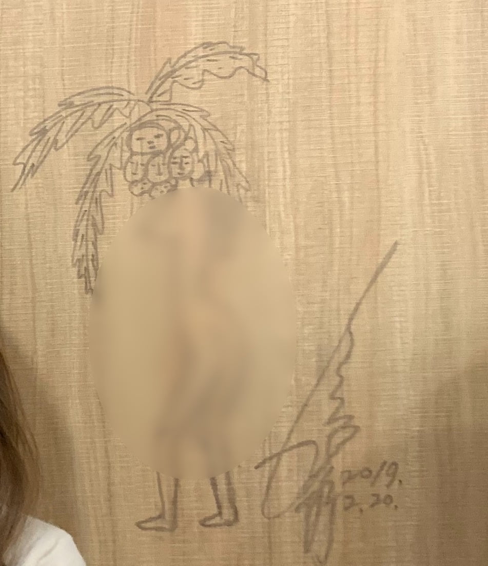 정 총재가 A호텔 여자 사우나 안에 그렸다는 그림/사진=제보자 제공
