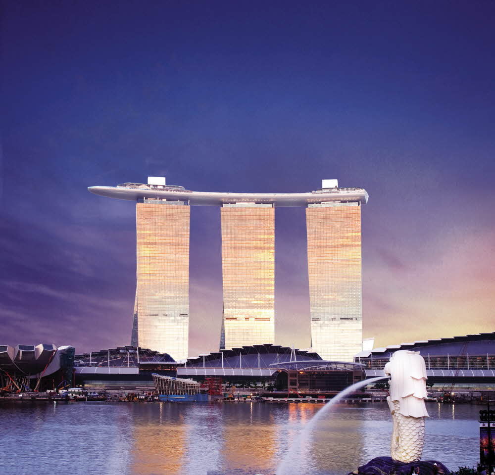 쌍용건설이 2010년 완공한 싱가포르 '마리나 베이 샌즈' 모습. 사진=쌍용건설