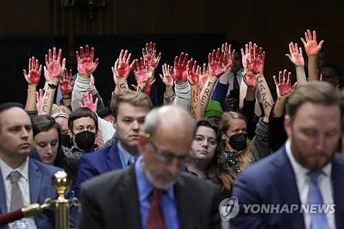 美외교·국방수장, 시위장된 상원 청문회서 "푸틴·하마스 막자"