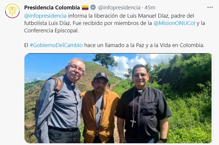 '반군에 피랍' 콜롬비아 축구선수 부친 12일만에 풀려나