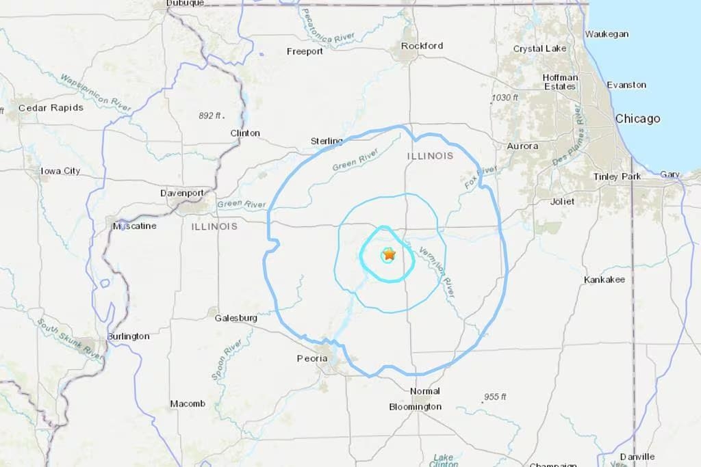 美 시카고 남서쪽 160km 지점에서 규모 3.6 지진 발생