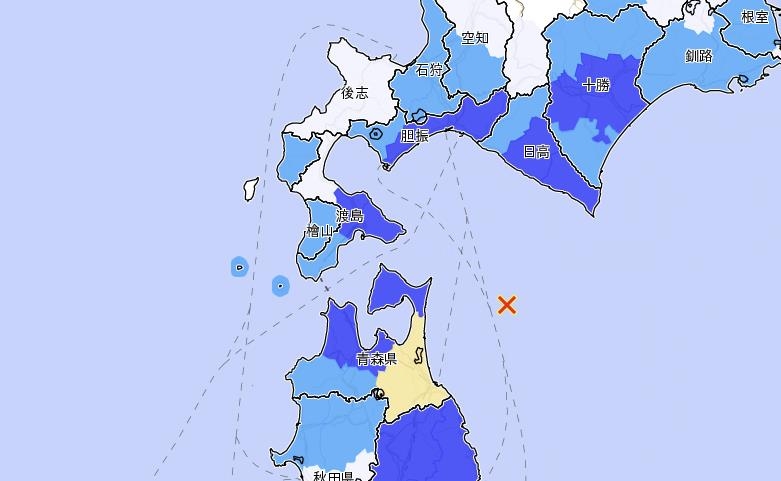 일본 혼슈 북부 동쪽 해역서 규모 5.8 지진…"쓰나미 우려 없어"